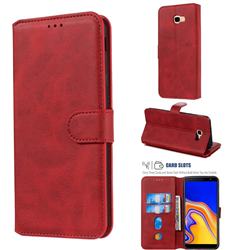 Retro Calf Matte Leather Wallet Phone Case for Samsung Galaxy J4 Plus(6.0 inch) - Red