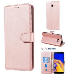 Retro Calf Matte Leather Wallet Phone Case for Samsung Galaxy J4 Plus(6.0 inch) - Pink