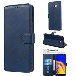 Retro Calf Matte Leather Wallet Phone Case for Samsung Galaxy J4 Plus(6.0 inch) - Blue