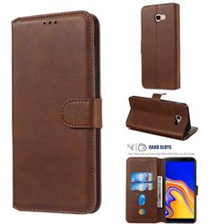 Retro Calf Matte Leather Wallet Phone Case for Samsung Galaxy J4 Plus(6.0 inch) - Brown