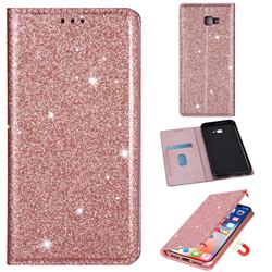 Ultra Slim Glitter Powder Magnetic Automatic Suction Leather Wallet Case for Samsung Galaxy J4 Plus(6.0 inch) - Rose Gold