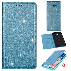 Ultra Slim Glitter Powder Magnetic Automatic Suction Leather Wallet Case for Samsung Galaxy J4 Plus(6.0 inch) - Blue