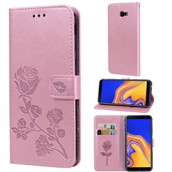 Embossing Rose Flower Leather Wallet Case for Samsung Galaxy J4 Plus(6.0 inch) - Rose Gold
