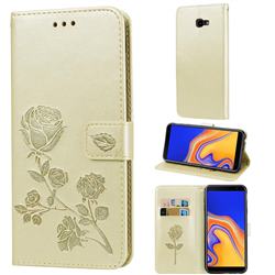 Embossing Rose Flower Leather Wallet Case for Samsung Galaxy J4 Plus(6.0 inch) - Golden