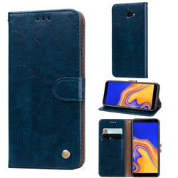 Luxury Retro Oil Wax PU Leather Wallet Phone Case for Samsung Galaxy J4 Plus(6.0 inch) - Sapphire