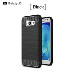 Luxury Carbon Fiber Brushed Wire Drawing Silicone TPU Back Cover for Samsung Galaxy J5 2015 J500 (Black)