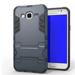 Armor Premium Tactical Grip Kickstand Shockproof Dual Layer Rugged Hard Cover for Samsung Galaxy J5 2015 J500 - Navy