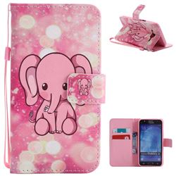 Pink Elephant PU Leather Wallet Case for Samsung Galaxy J5 2015 J500