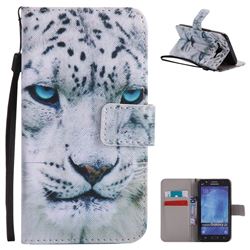White Leopard PU Leather Wallet Case for Samsung Galaxy J5 2015 J500
