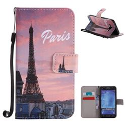 Paris Eiffel Tower PU Leather Wallet Case for Samsung Galaxy J5 2015 J500