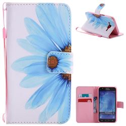 Blue Sunflower PU Leather Wallet Case for Samsung Galaxy J5 2015 J500