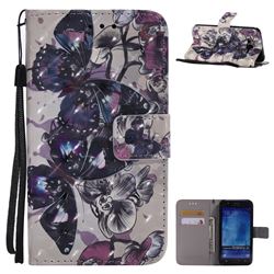 Black Butterfly 3D Painted Leather Wallet Case for Samsung Galaxy J5 2015 J500