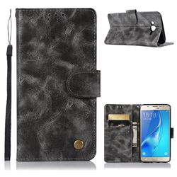Luxury Retro Leather Wallet Case for Samsung Galaxy J5 2015 J500 - Gray