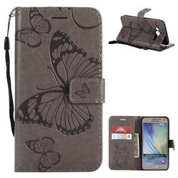 Embossing 3D Butterfly Leather Wallet Case for Samsung Galaxy J5 2015 J500 - Gray