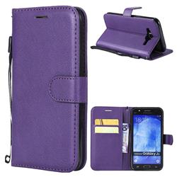 Retro Greek Classic Smooth PU Leather Wallet Phone Case for Samsung Galaxy J5 2015 J500 - Purple