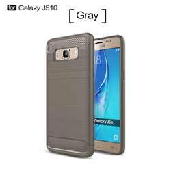 Luxury Carbon Fiber Brushed Wire Drawing Silicone TPU Back Cover for Samsung Galaxy J5 2016 J510 (Gray)