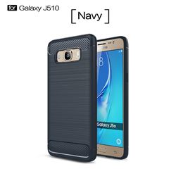 Luxury Carbon Fiber Brushed Wire Drawing Silicone TPU Back Cover for Samsung Galaxy J5 2016 J510 (Navy)