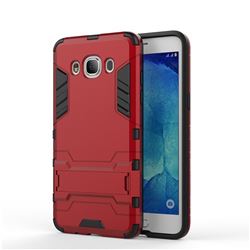 Armor Premium Tactical Grip Kickstand Shockproof Dual Layer Rugged Hard Cover for Samsung Galaxy J5 2016 J510 - Wine Red