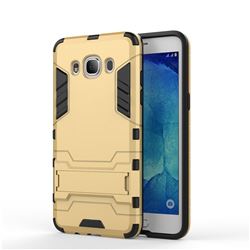 Armor Premium Tactical Grip Kickstand Shockproof Dual Layer Rugged Hard Cover for Samsung Galaxy J5 2016 J510 - Golden