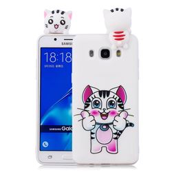 Cute Pink Kitten Soft 3D Climbing Doll Soft Case for Samsung Galaxy J5 2016 J510
