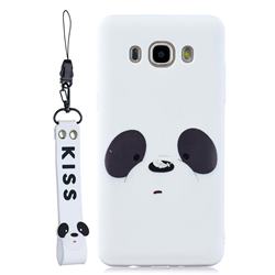 White Feather Panda Soft Kiss Candy Hand Strap Silicone Case for Samsung Galaxy J5 2016 J510