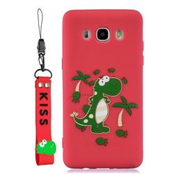 Red Dinosaur Soft Kiss Candy Hand Strap Silicone Case for Samsung Galaxy J5 2016 J510