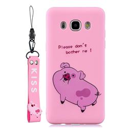 Pink Cute Pig Soft Kiss Candy Hand Strap Silicone Case for Samsung Galaxy J5 2016 J510