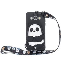 Cute Panda Neck Lanyard Zipper Wallet Silicone Case for Samsung Galaxy J5 2016 J510