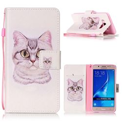 Lovely Cat Leather Wallet Phone Case for Samsung Galaxy J5 2016 J510