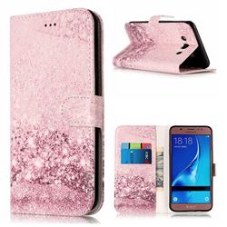 Glittering Rose Gold PU Leather Wallet Case for Samsung Galaxy J5 2016 J510