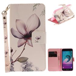 Magnolia Flower Hand Strap Leather Wallet Case for Samsung Galaxy J5 2016 J510