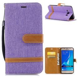 Jeans Cowboy Denim Leather Wallet Case for Samsung Galaxy J5 2016 J510 - Purple