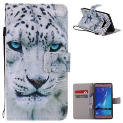 White Leopard PU Leather Wallet Case for Samsung Galaxy J5 2016 J510