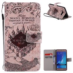 Castle The Marauders Map PU Leather Wallet Case for Samsung Galaxy J5 2016 J510