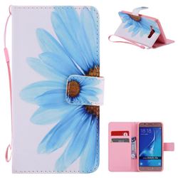Blue Sunflower PU Leather Wallet Case for Samsung Galaxy J5 2016 J510