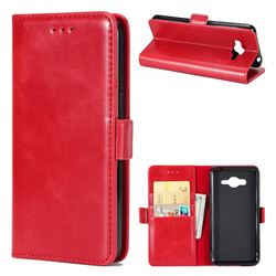 Luxury Crazy Horse PU Leather Wallet Case for Samsung Galaxy J5 2016 J510 - Red