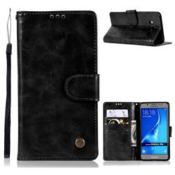Luxury Retro Leather Wallet Case for Samsung Galaxy J5 2016 J510 - Black