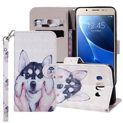 Husky Dog 3D Painted Leather Phone Wallet Case Cover for Samsung Galaxy J5 2016 J510