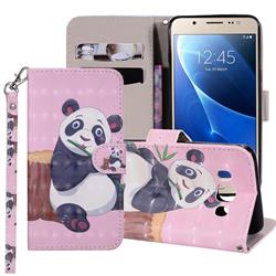 Happy Panda 3D Painted Leather Phone Wallet Case Cover for Samsung Galaxy J5 2016 J510