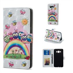 Rainbow Owl Family 3D Painted Leather Phone Wallet Case for Samsung Galaxy J5 2016 J510