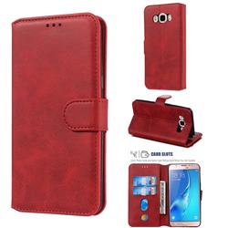 Retro Calf Matte Leather Wallet Phone Case for Samsung Galaxy J5 2016 J510 - Red