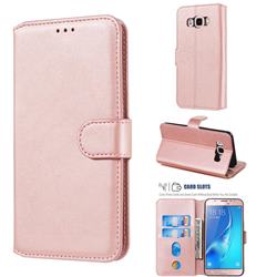 Retro Calf Matte Leather Wallet Phone Case for Samsung Galaxy J5 2016 J510 - Pink