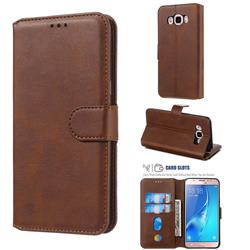 Retro Calf Matte Leather Wallet Phone Case for Samsung Galaxy J5 2016 J510 - Brown