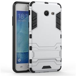 Armor Premium Tactical Grip Kickstand Shockproof Dual Layer Rugged Hard Cover for Samsung Galaxy J5 2017 US Edition - Silver