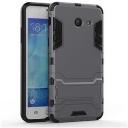 Armor Premium Tactical Grip Kickstand Shockproof Dual Layer Rugged Hard Cover for Samsung Galaxy J5 2017 US Edition - Gray