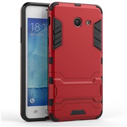 Armor Premium Tactical Grip Kickstand Shockproof Dual Layer Rugged Hard Cover for Samsung Galaxy J5 2017 US Edition - Wine Red