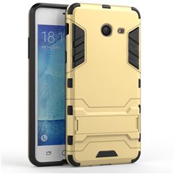 Armor Premium Tactical Grip Kickstand Shockproof Dual Layer Rugged Hard Cover for Samsung Galaxy J5 2017 US Edition - Golden