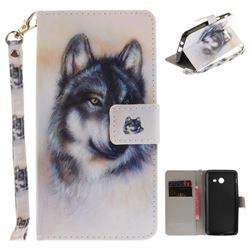 Snow Wolf Hand Strap Leather Wallet Case for Samsung Galaxy J5 2017 J5 US Edition