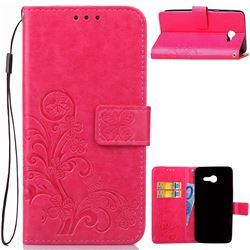Embossing Imprint Four-Leaf Clover Leather Wallet Case for Samsung Galaxy J5 2017 J5 US Edition - Rose