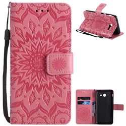 Embossing Sunflower Leather Wallet Case for Samsung Galaxy J5 2017 J5 US Edition - Pink